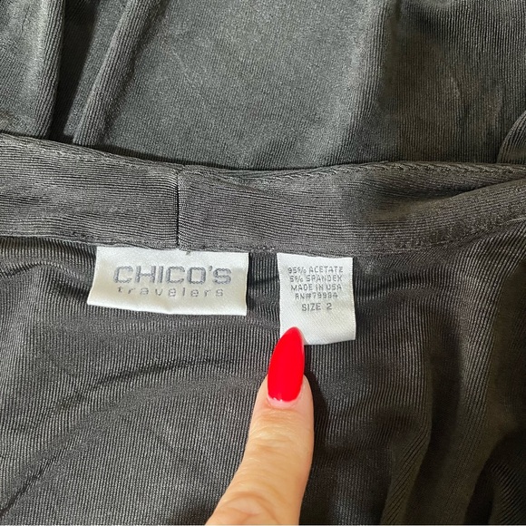 CHICO'S Travelers Open Front Black Cardigan Long Sleeve Stretch Capsule Wardrobe - Picture 2 of 11